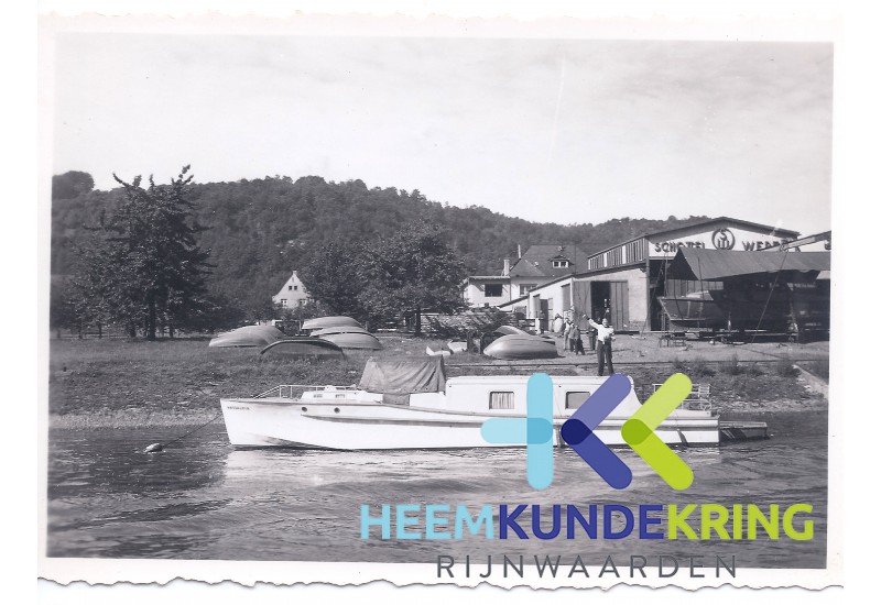 1955 Oberspay Duitsland Schotell-werf Ophalen van de Douaneboten uitgezwaaid door de Schotell wer fColl. HKR geschonken door H.vd Laag